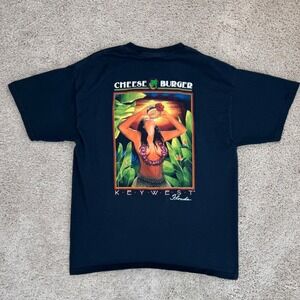 Cheeseburger Key West Florida T-Shirt Gildan Mens L Navy Island Girl Graphic Tee
